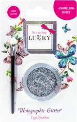 Żelowe cienie do powiek z holograficznym brokatem i pędzelkiem Lukky