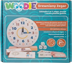 Drewniany edukacyjny zegar WOODIE 3w1