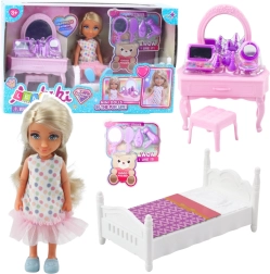Laleka ANLILY z łóżeczkiem i toaletką