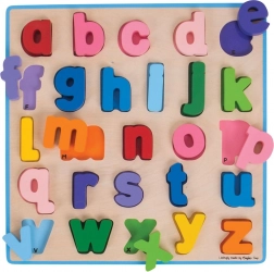 Drewniane puzzle alfabet – małe litery BIGJIGS BABY