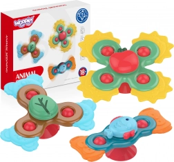 Woopie baby sensoryczny spinner 3w1 – zestaw kolorowych zabawek na przyssawki