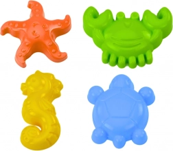 Morskie foremkami do piasku, zestaw 4 szt.: krab, żółw, rozgwiazda, konik - żółta, zielona