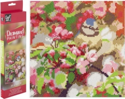 diamentowe malowanie sikora na gałęzi 30 × 30 cm