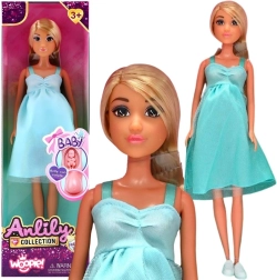 WOOPIE lalka Lily w ciąży z dzidziusiem w niebieskiej sukience