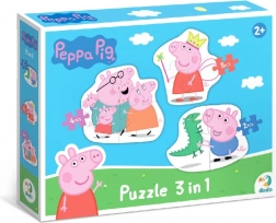 Puzzle Świnka Peppa – rodzina 3w1 (2, 3 i 4 elementy) DODO