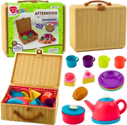 Dziecięcy zestaw do herbaty w koszyku, 23 elementy