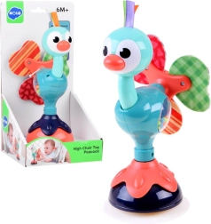 Magiczna pawia grzechotka z przyssawką dla niemowląt