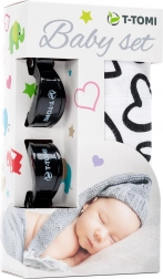 Zestaw bambusowy T-Tomi czarne serca