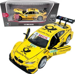 Metalowy model BMW M3 DTM 1:32 żółty ze światłami i dźwiękami