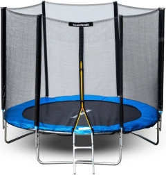 Ogrodowa trampolina z zewnętrzną siatką ochronną 8 ft 244–252 cm z drabinką