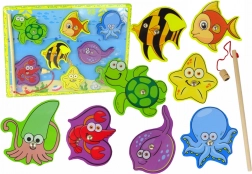 Drewniany zestaw do łowienia zwierząt morskich