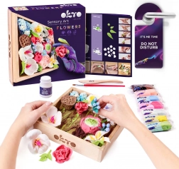OKTO ROMANCE Zestaw artystyczny do modelowania DIY kwiaty z drewnianą ramą 21x21 cm