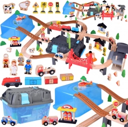 Drewniane tory z miejskim pociągiem 100 szt.