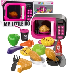 Dziecięca kuchenka mikrofalowa z akcesoriami, światłami i dźwiękami – różowa
