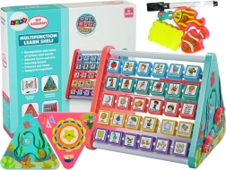 Edukacyjna półeczka dla dzieci z liczydłem i kształtami