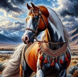 Diamentowe malowanie Koń w indiańskiej uprzęży 30x40 cm