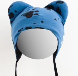 Niemowlęca bawełniana czapeczka z uszkami NEW BABY, niebieska