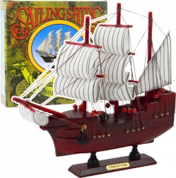Dekoracyjny model trójmasztowca czerwony 24x23 cm