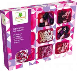 Zestaw drewnianych koralików Alfabet