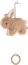 Zawieszana muzyczna zabawka króliczek z drewnianym kółkiem