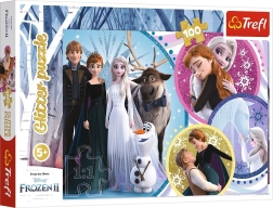 Puzzle 100 elementów z brokatem – DISNEY FROZEN 2: w blasku miłości