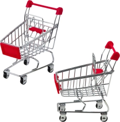 Mini metalowy wózek sklepowy dla dzieci i lalek – dekoracja i organizer