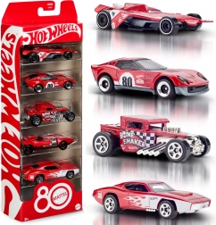 Hot Wheels Mattel rubinowoczerwona kolekcja 5 autek na 80-lecie