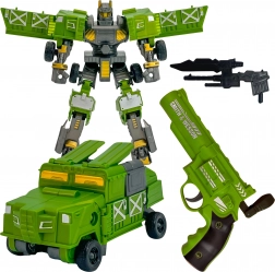 Woopie zielony transformujący się bojowy robot 3w1 z pojazdem i wyrzutnią piankowych strzałek