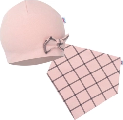 Niemowlęca czapeczka i komin NEW BABY Missy różowy