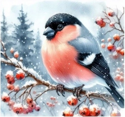Mozaika diamentowa Ptaki Zima - Kreatywne Haftowanie 30x40 cm