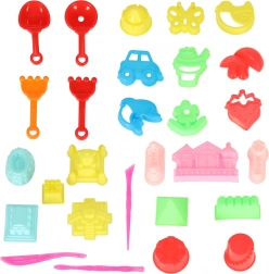 Kolorowe zabawki do piasku – łopatki i foremki