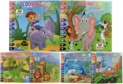 Kolorowanki z naklejkami – malowanie po numerach, 5 arkuszy i 2 arkusze naklejek