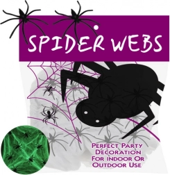 Świecąca pajęczyna na Halloween z 20 pająkami Ruhhy