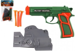 Dziecięcy pistolet z nabojami z przyssawkami i kaburą, 3 strzałki, plastik, 19 × 13 cm