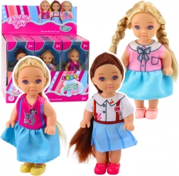 Mini lalka KAIBIBI z długimi włosami, kolorowa sukienka, 12 cm