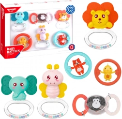 Zestaw grzechotek i gryzaków dla niemowlaka Zwierzątka 6 szt.