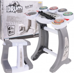 Elektroniczny dziecięcy zestaw perkusyjny 6+ ze stołkiem, 5 padami i 2 pałeczkami