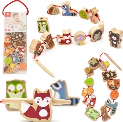 Drewniane przewlekane leśne zwierzątka, 13 szt. – Classic World
