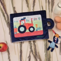 Tekstylna książeczka aktywnościowa LILLIPUTIENS – osiołek Ignacy na farmie 18 m+