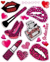 Duży arkusz dziecięcych naprasowanek w kolorze różowym