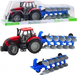 Traktor z pługiem czerwony 50 cm
