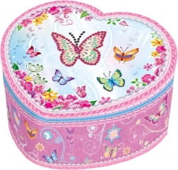 Muzyczna szkatułka w kształcie serca z motylkami