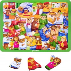 Drewniane puzzle misie – świat zawodów, 30 elementów
