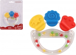 Plastowa i silikonowa grzechotka i gryzak dla najmłodszych