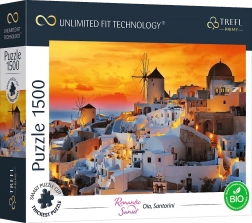 Puzzle TREFL UFT romantyczny zachód słońca: Oia, Santorini 1500 elementów