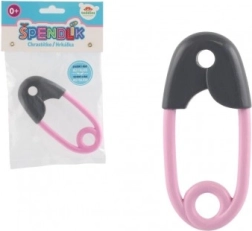 Grzechotka dla niemowląt w kształcie agrafki szarej i różowej