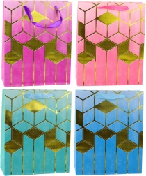 Torebka prezentowa z geometrycznym złotym wzorem 32 × 26 × 12 cm