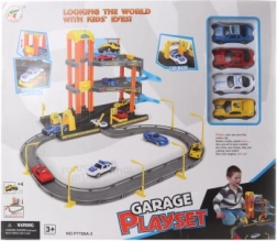 Dwupoziomowy plastikowy garaż z autkami