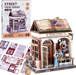drewniane 3D puzzle księgarnia z oświetleniem, 148 elementów
