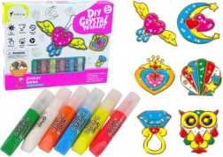 Witrażowe zawieszki do malowania – farby żelowe, 6 szt.